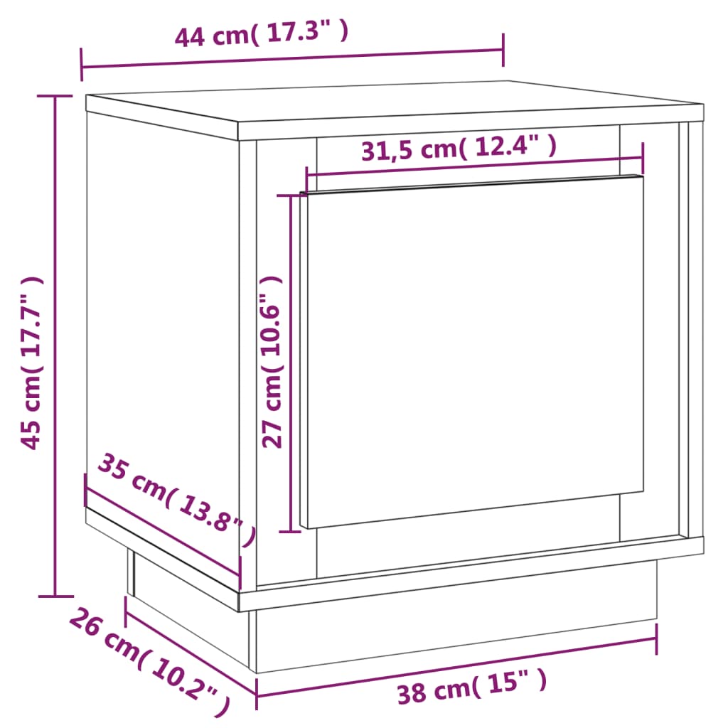 vidaXL Tables de chevet 2pcs chêne sonoma 44x35x45cm bois d'ingénierie