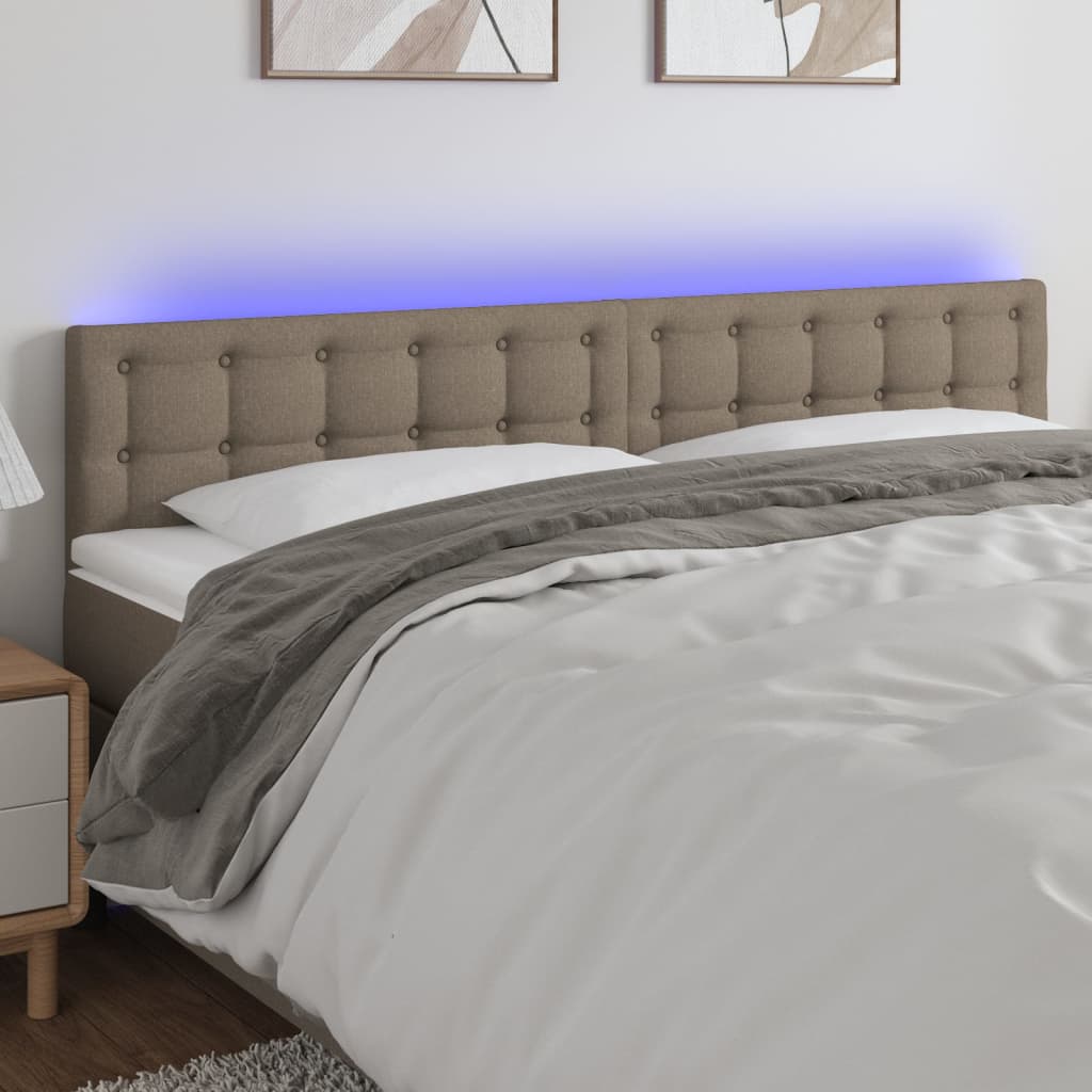 vidaXL Tête de lit à LED Taupe 180x5x78/88 cm Tissu