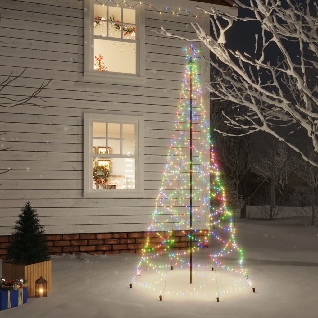 vidaXL Arbre de Noël avec poteau en métal 500 LED colorées 3 m