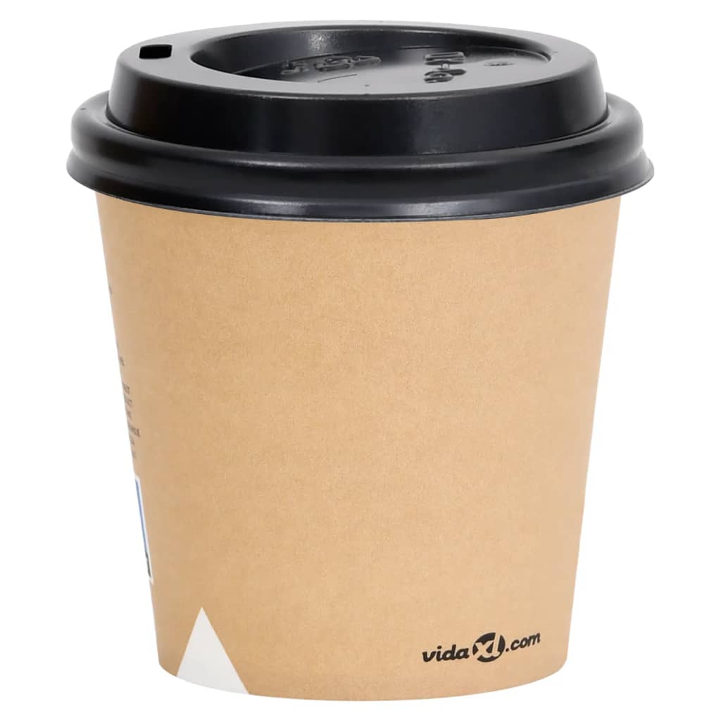 vidaXL Tasses à café en papier avec couvercles 120 ml 500 pcs Marron