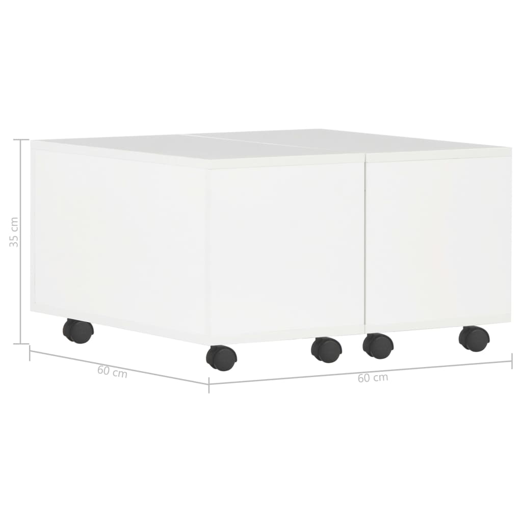 vidaXL Table basse Blanc brillant 60x60x35 cm Bois d'ingénierie