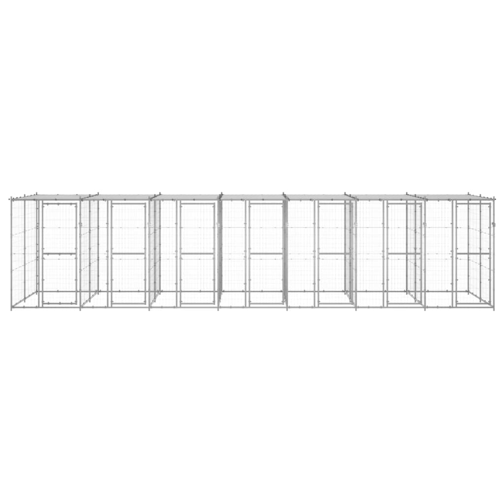 vidaXL Chenil extérieur Acier galvanisé avec toit 16,94 m²