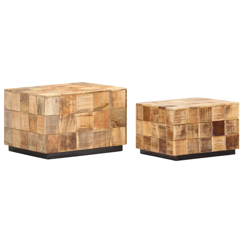 vidaXL Tables basses 2 pcs avec design de blocs Bois de manguier brut