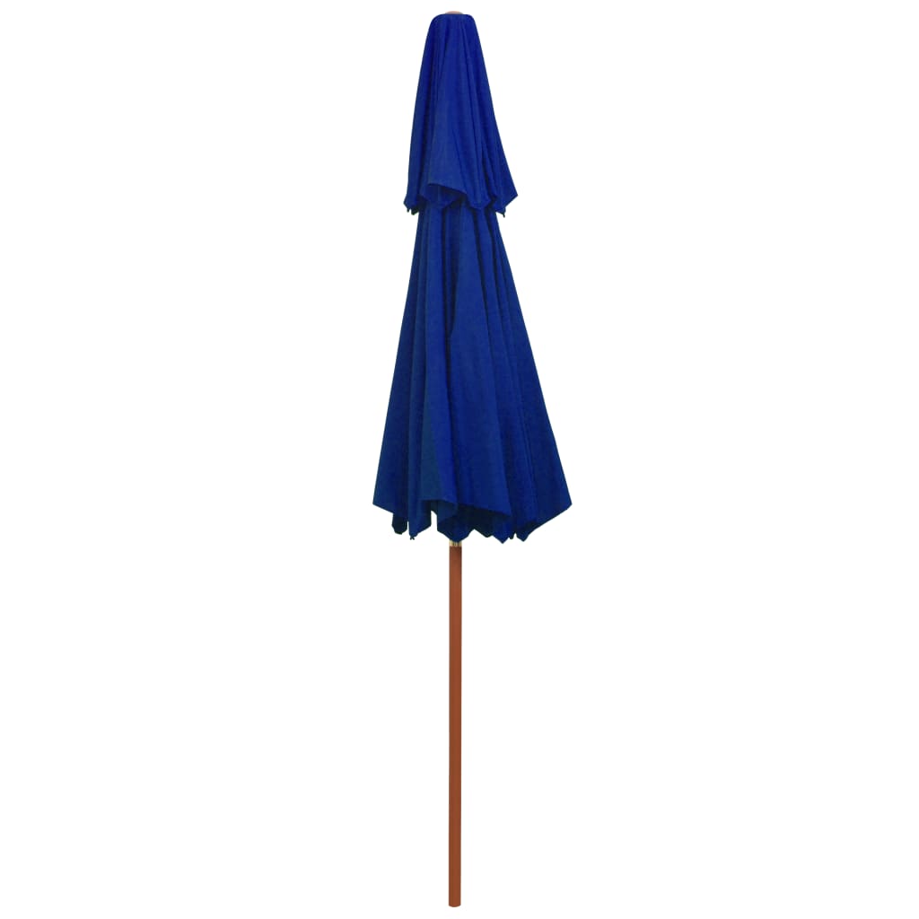 vidaXL Parasol double avec mât en bois Bleu 270 cm