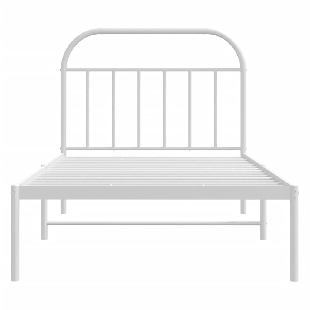 vidaXL Cadre de lit métal avec tête de lit blanc 100x190 cm