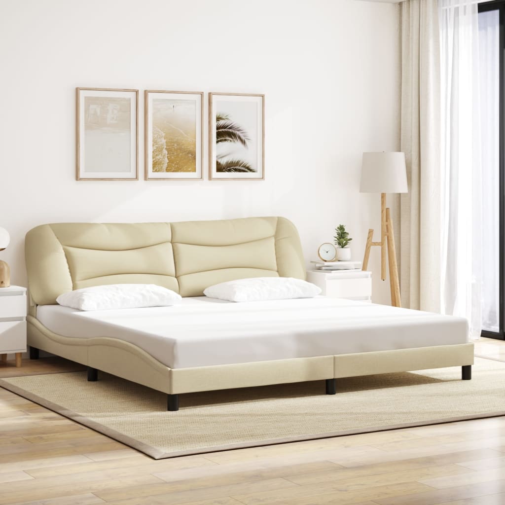 vidaXL Cadre de lit avec tête de lit Crème 200 x 200 cm Tissu