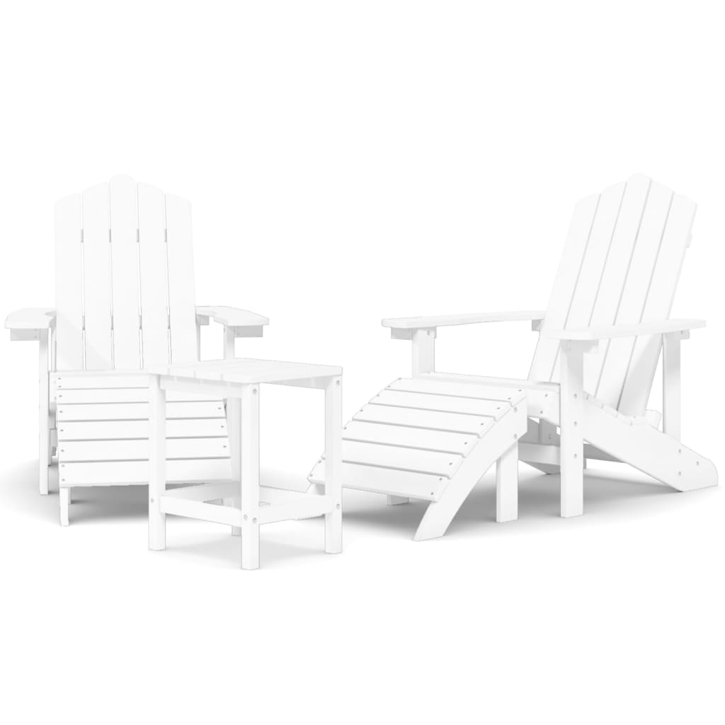 vidaXL Chaises de jardin Adirondack repose-pied table PEHD Blanc