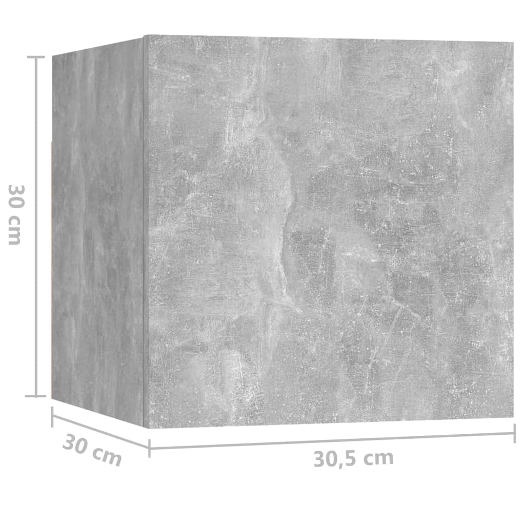 vidaXL Tables de chevet 2 pcs Gris béton 30,5x30x30 cm Aggloméré