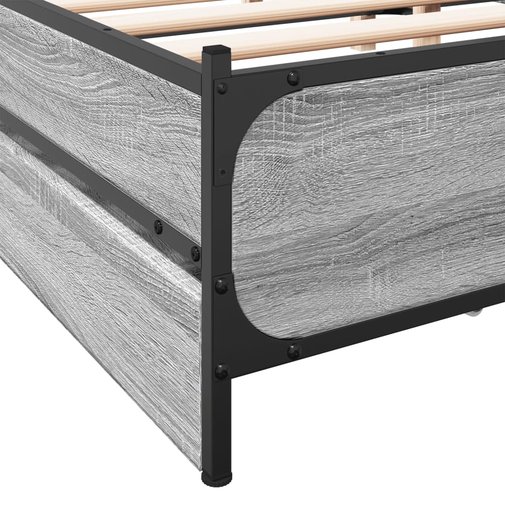 vidaXL Cadre de lit et tiroirs sonoma gris 120x200cm bois d'ingénierie