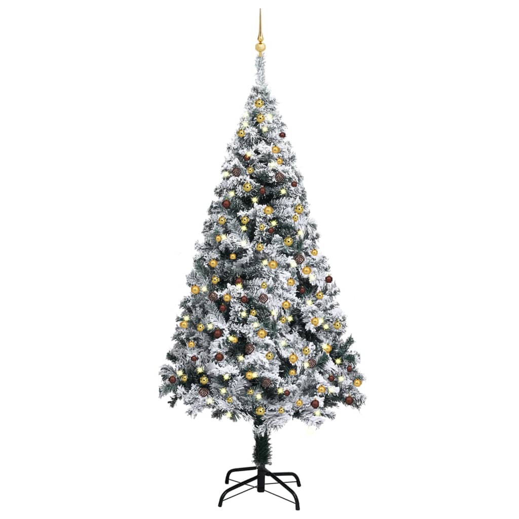 vidaXL Arbre de Noël artificiel avec LED et boules Vert 240 cm PVC