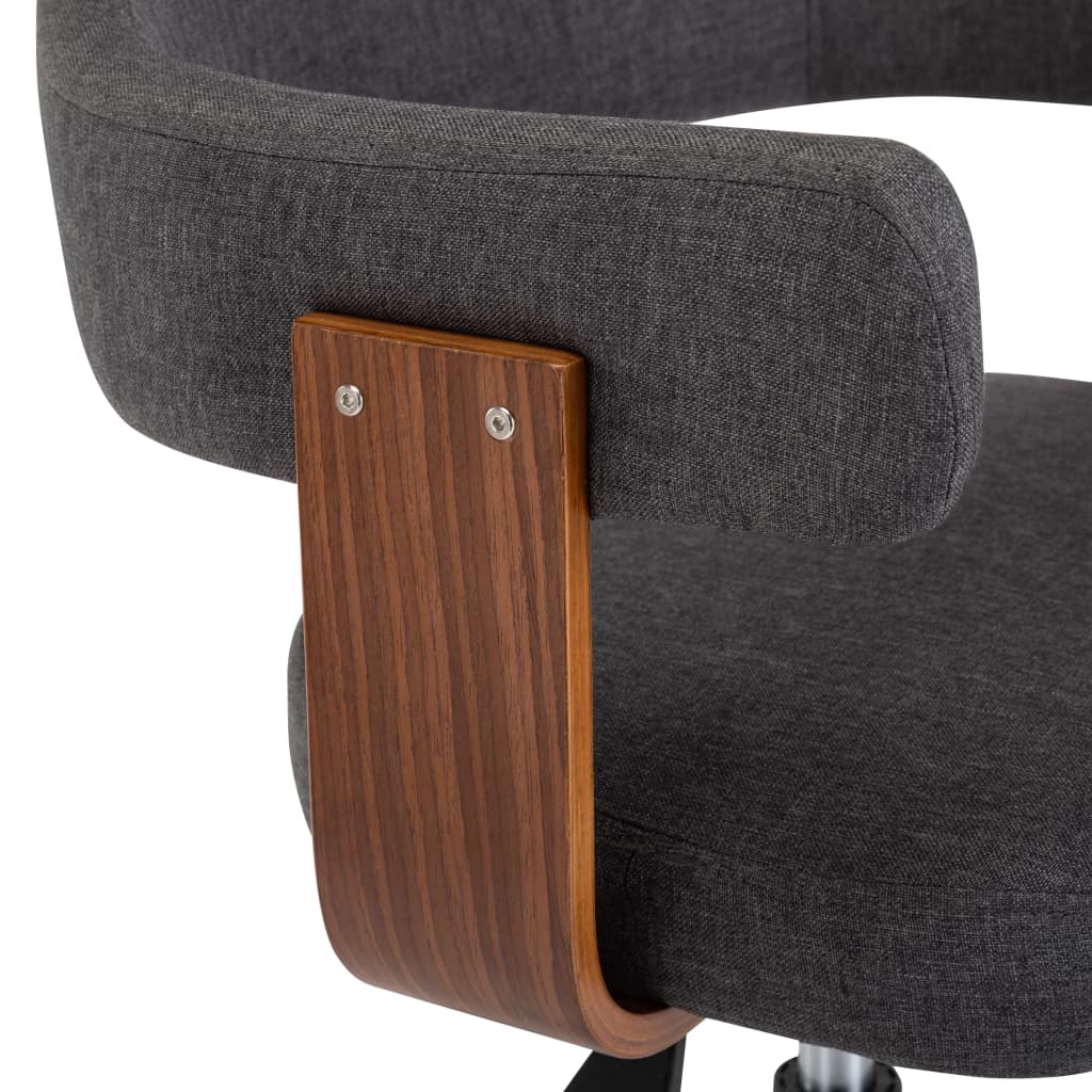 vidaXL Chaise pivotante de bureau Gris Bois courbé et tissu