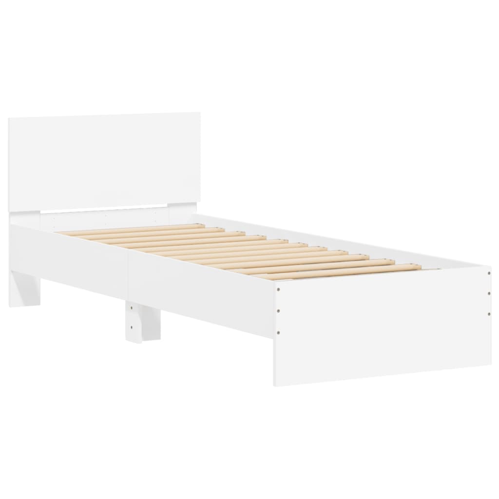 vidaXL Cadre de lit avec tête de lit blanc 75x190 cm bois d'ingénierie