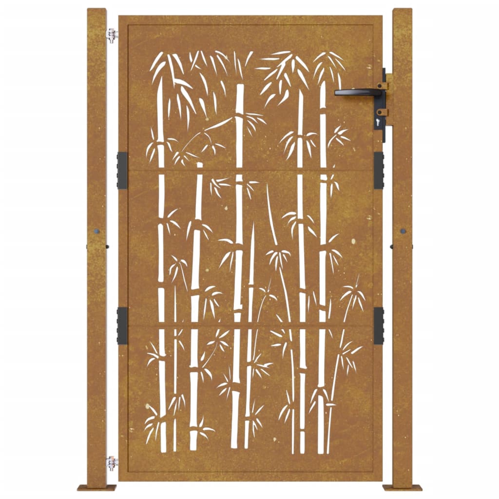 vidaXL Portail de jardin 105x155 cm acier corten design de bambou