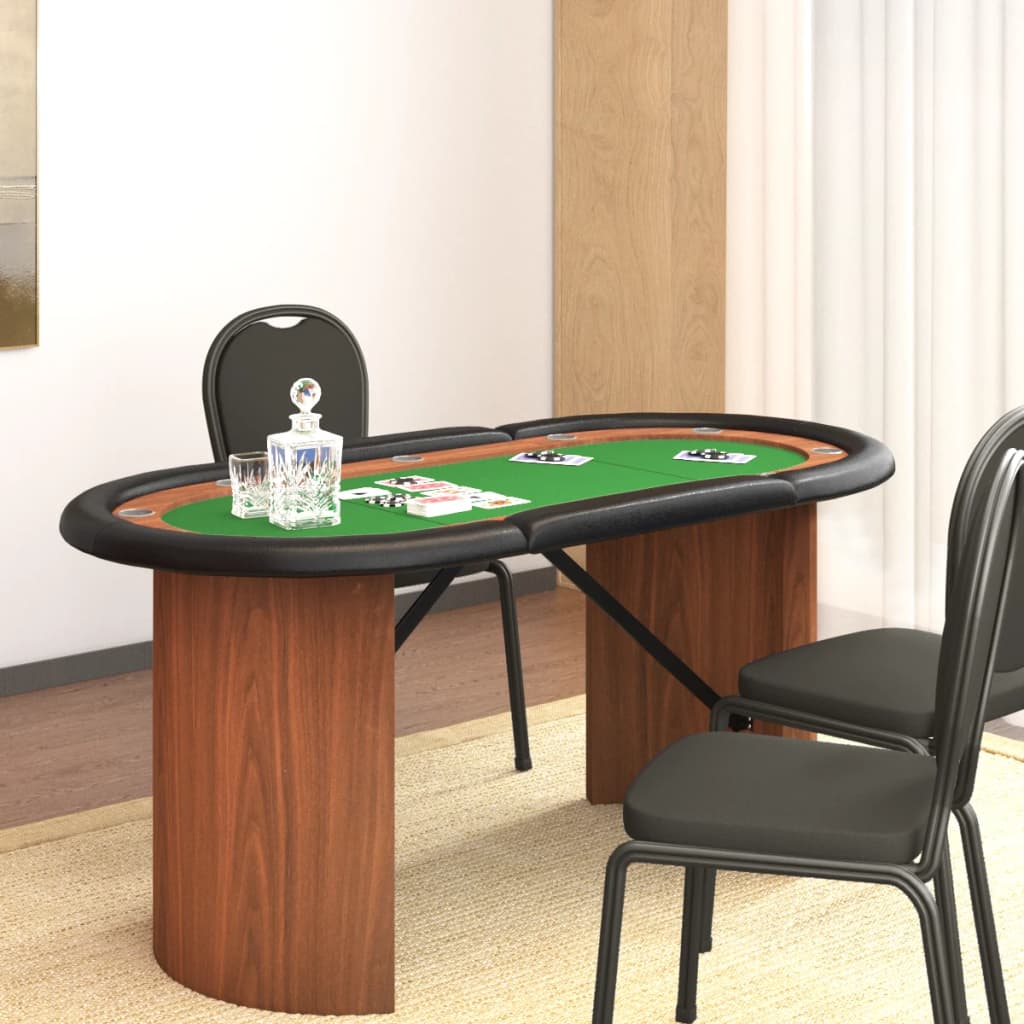vidaXL Table de poker 10 joueurs Vert 160x80x75 cm