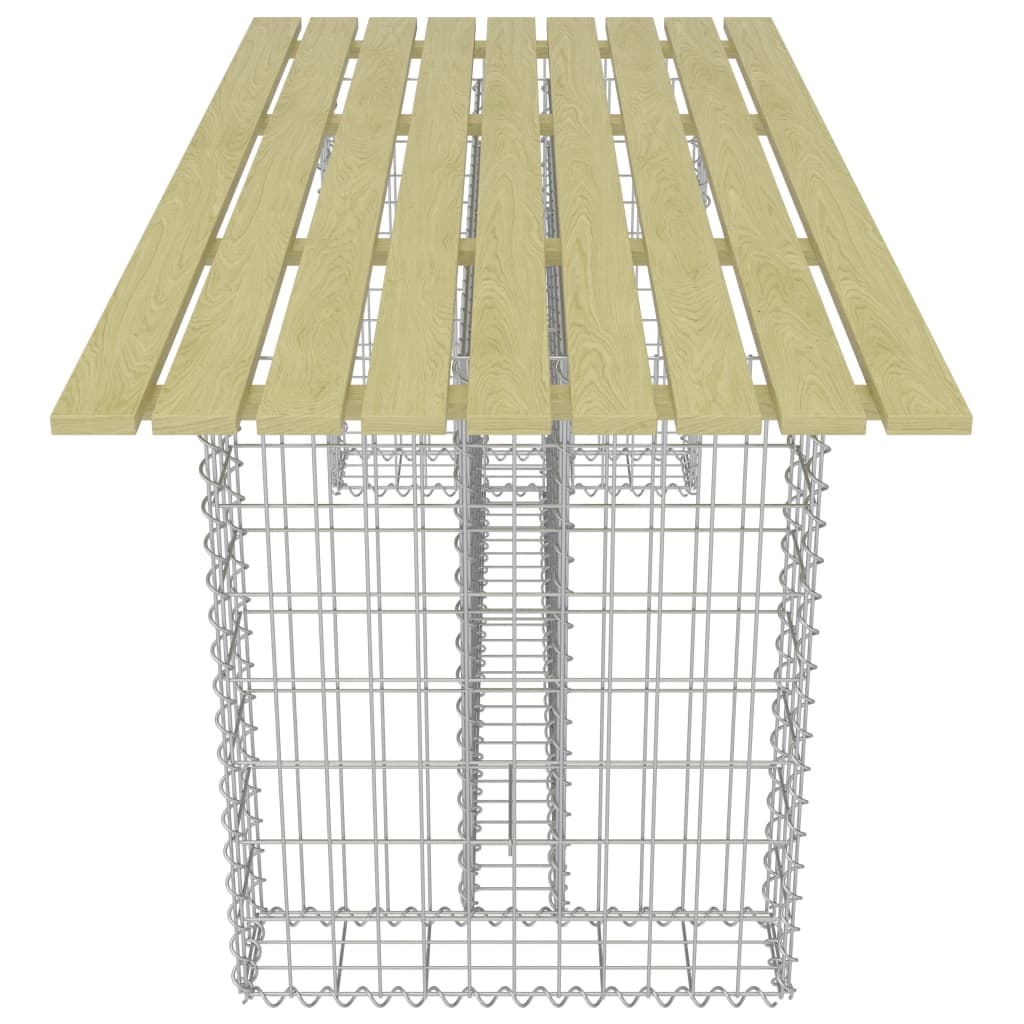 vidaXL Table de jardin avec gabion d'acier 180x90x74 cm Bois de pin