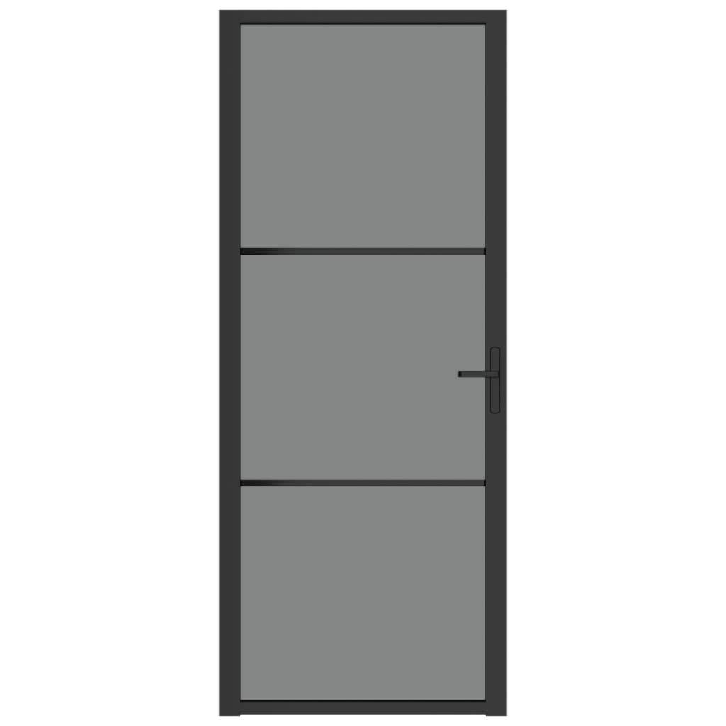 vidaXL Porte intérieure 83x201,5 cm Noir Verre ESG et aluminium