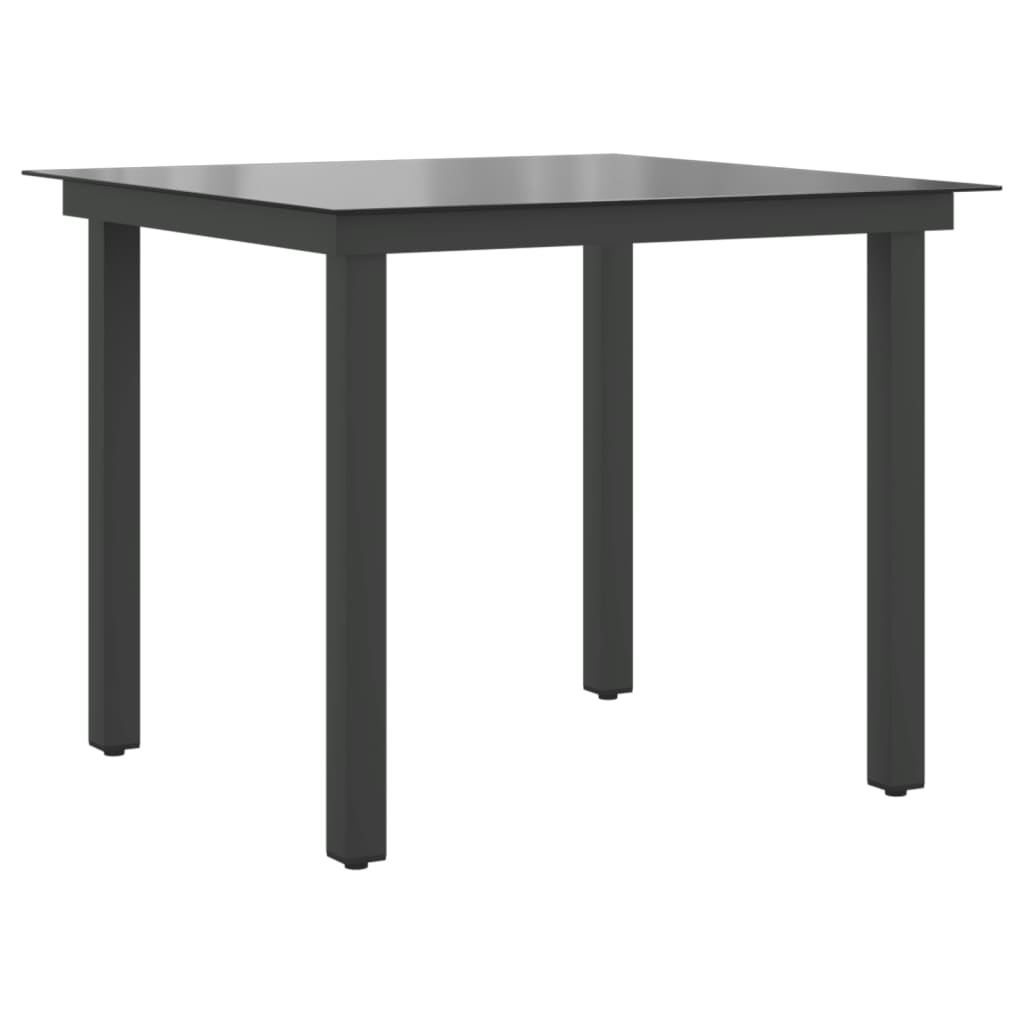 vidaXL Table de jardin Noir 80 x 80 x 74 cm Aluminium et verre