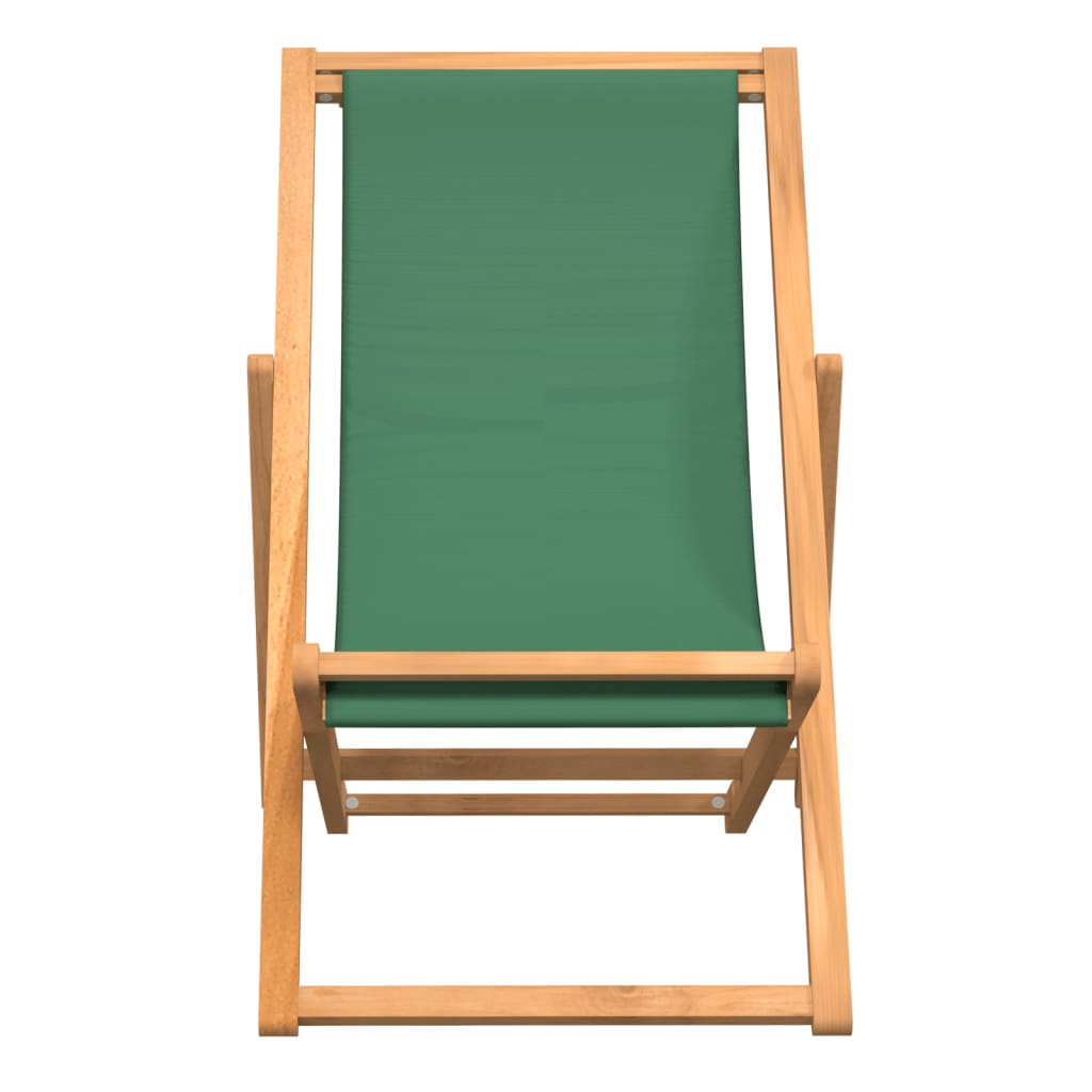 vidaXL Chaise de plage pliable Bois de teck solide Vert