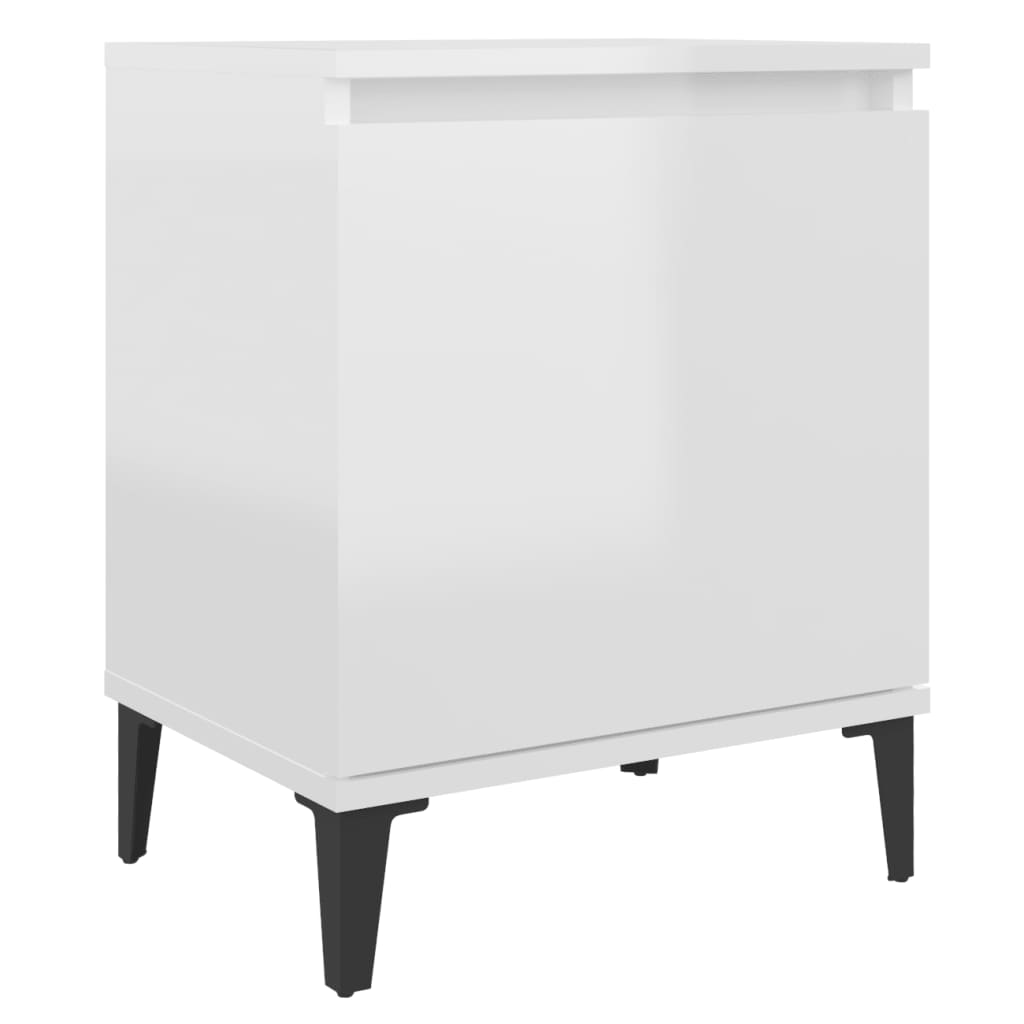 vidaXL Tables de chevet avec pieds en métal blanc brillant 40x30x50 cm
