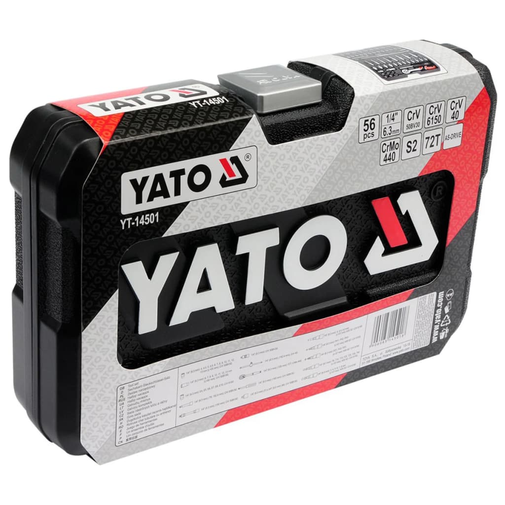 YATO Kit d'outils YT-14501 de 56 pièces Métal Noir