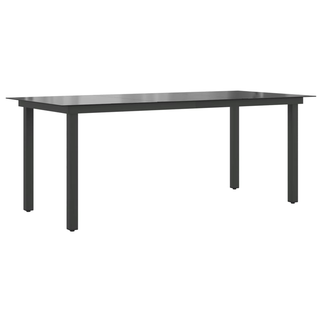 vidaXL Table de jardin Noir 190 x 90 x 74 cm Aluminium et verre