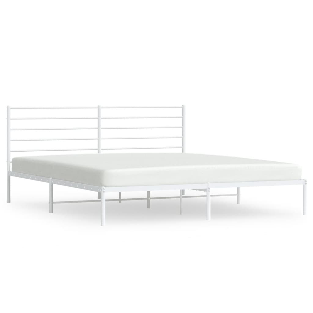 vidaXL Cadre de lit métal avec tête de lit blanc 180x200 cm