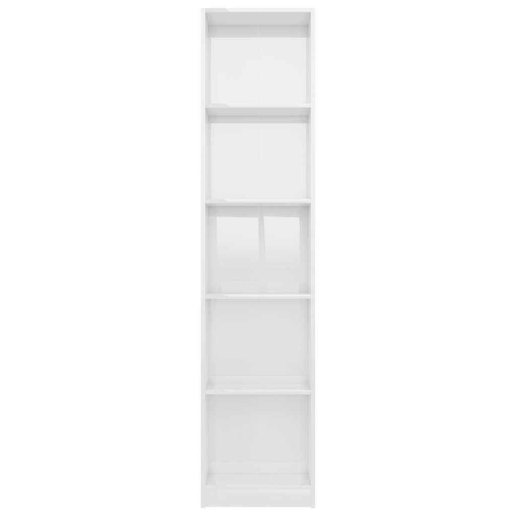 vidaXL Bibliothèque à 5 niveaux Blanc brillant 40x24x175 cm Aggloméré