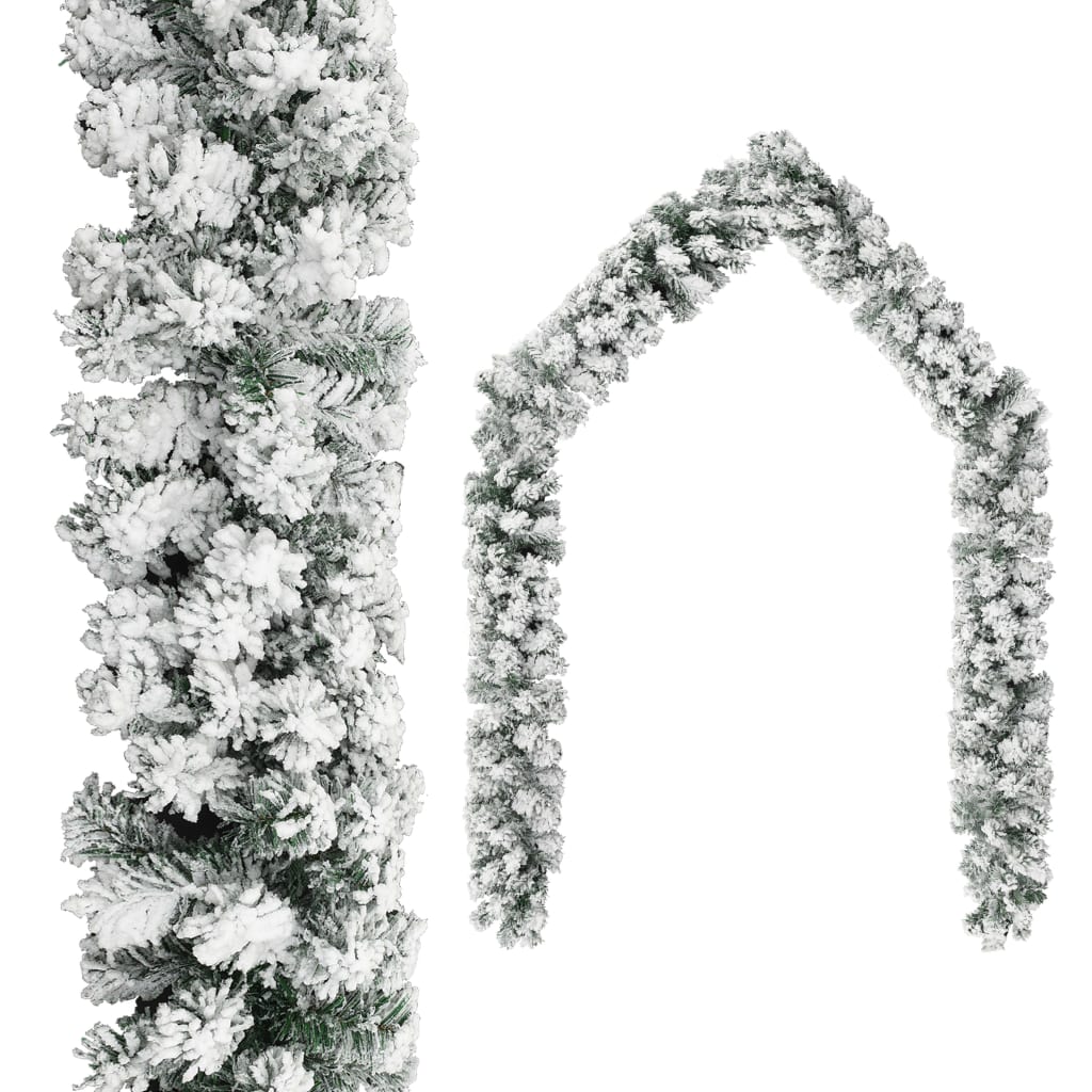 vidaXL Guirlande de Noël avec neige floquée Vert 5 m PVC