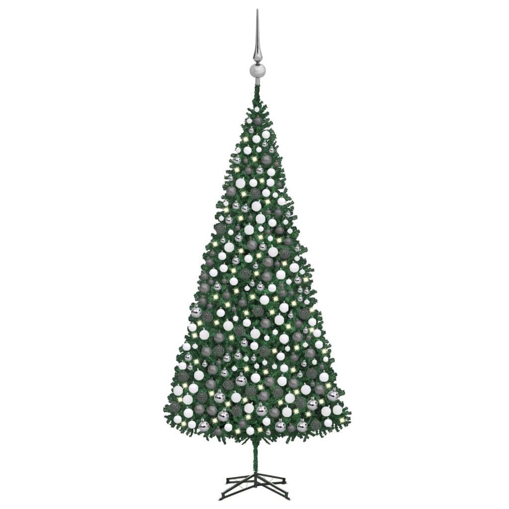 vidaXL Arbre de Noël artificiel pré-éclairé et boules 500 cm vert