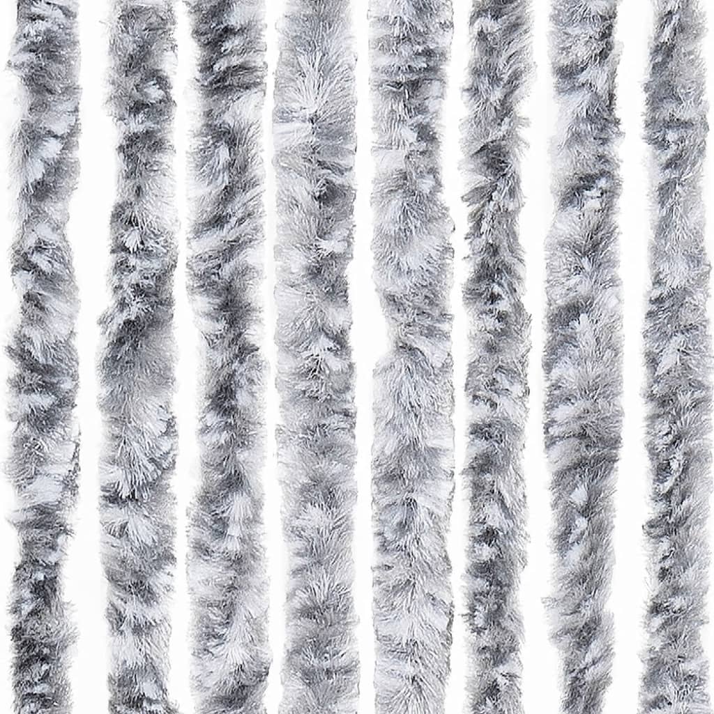 vidaXL Rideau anti-mouches blanc et gris 100x230 cm chenille
