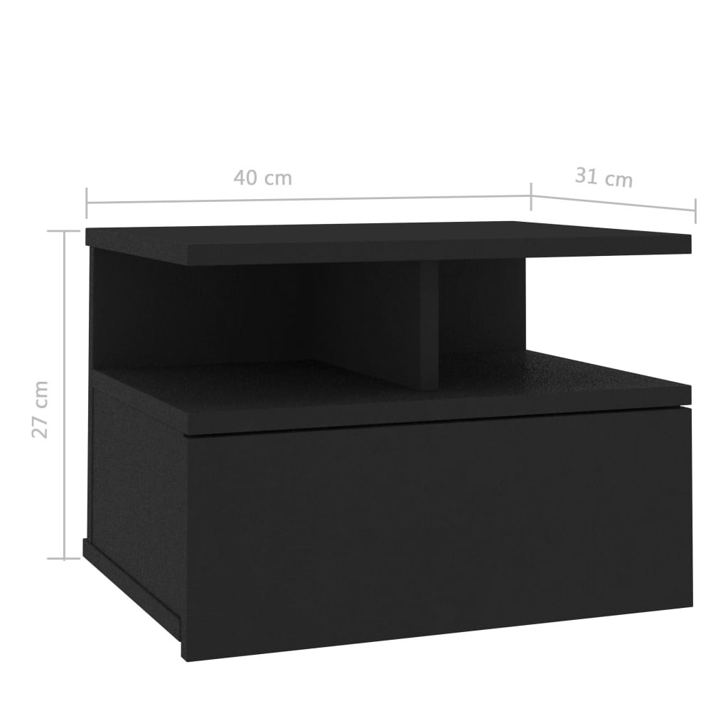 vidaXL Tables de chevet flottantes 2 pcs Noir Bois d'ingénierie