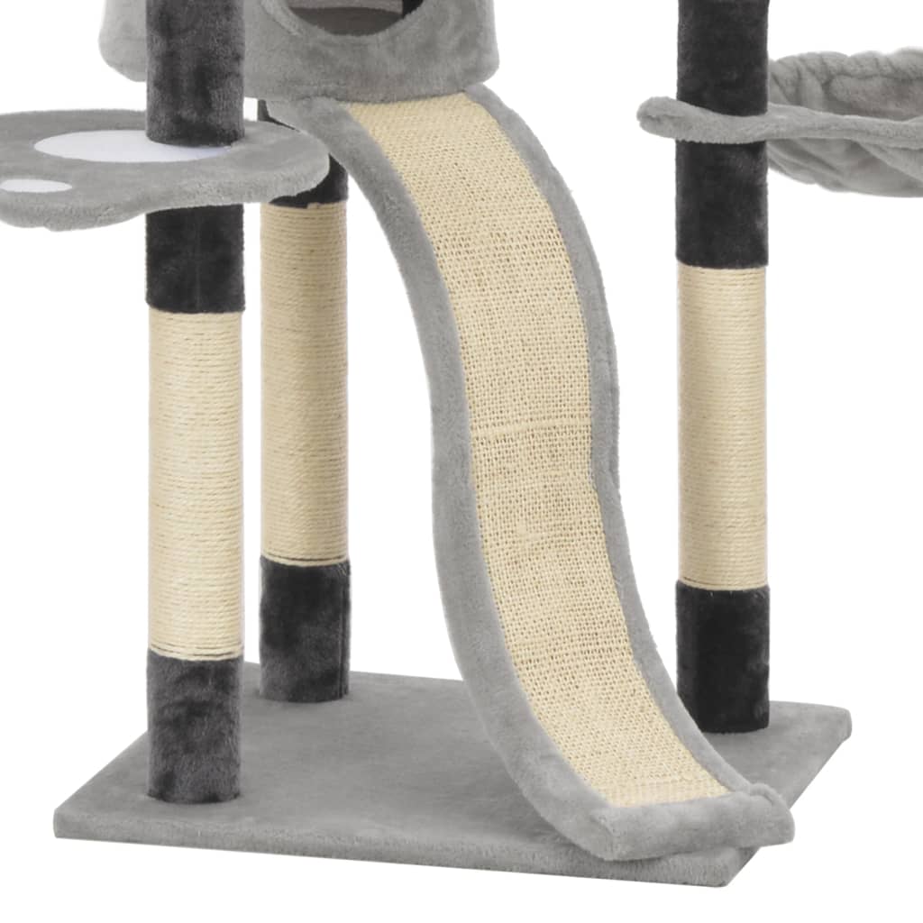 vidaXL Arbre à chat avec griffoirs en sisal Gris 145 cm