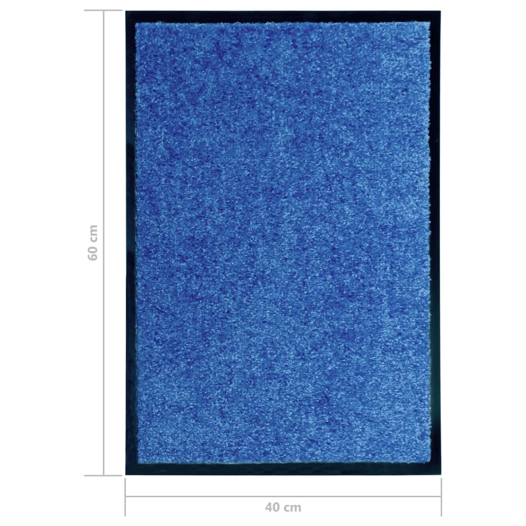 vidaXL Paillasson lavable Bleu 40x60 cm