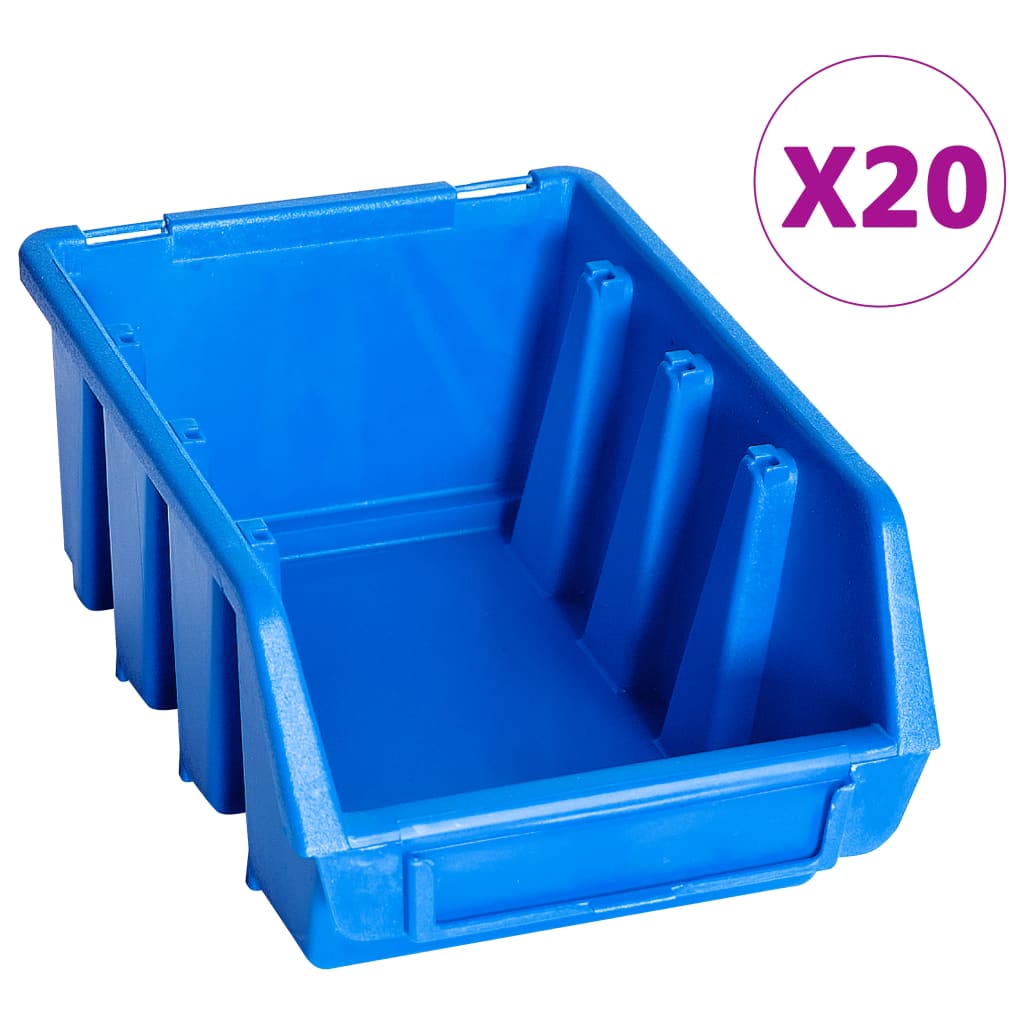 vidaXL Bacs de rangement empilables 20 pcs bleu plastique
