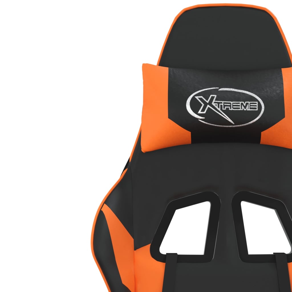 vidaXL Chaise de jeu de massage et repose-pied Noir orange Similicuir
