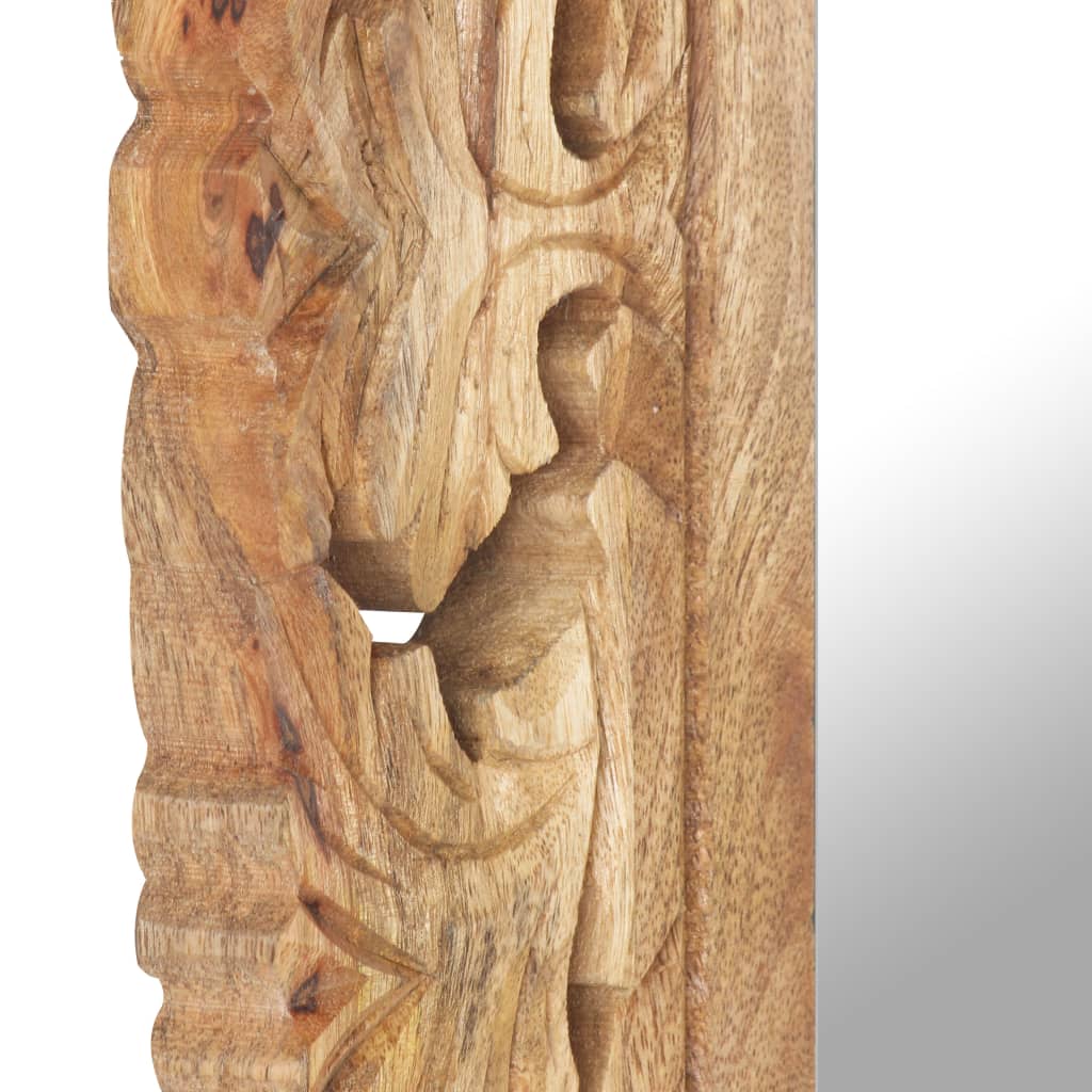 vidaXL Miroir sculpté à la main Marron 50x50cm Bois de manguier massif