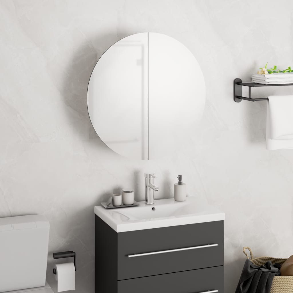 vidaXL Armoire de salle de bain miroir rond et LED Blanc 40x40x17,5 cm