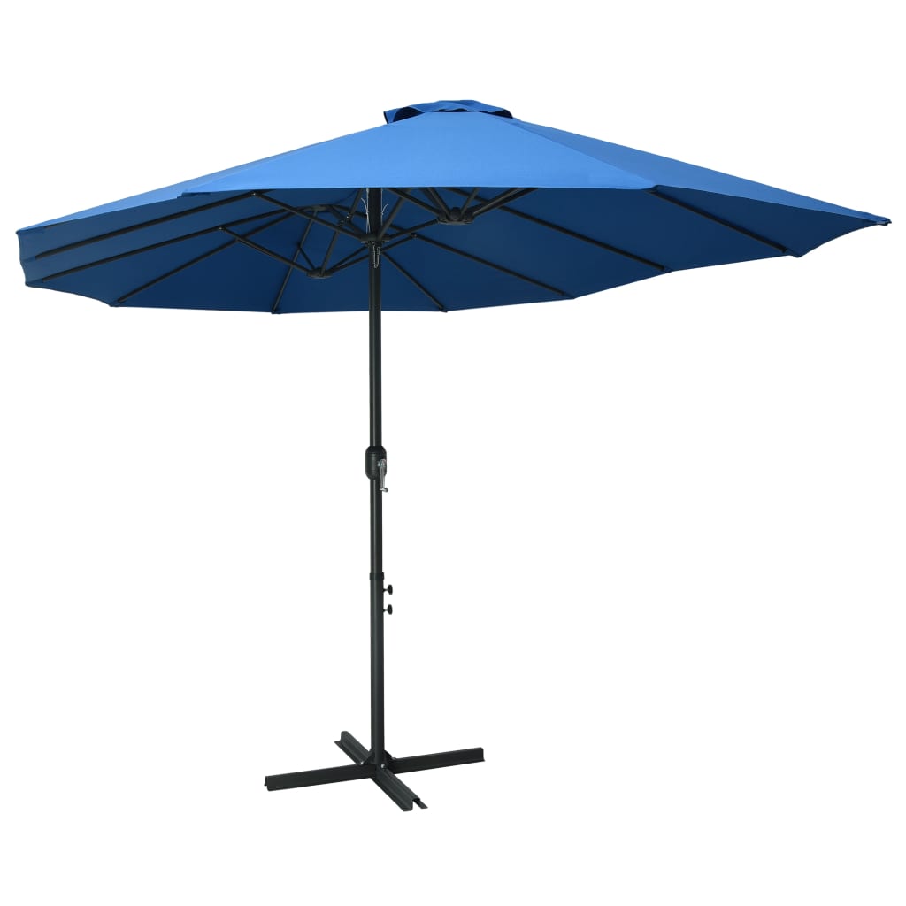 vidaXL Parasol d'extérieur et poteau en aluminium 460 x 270 cm Bleu