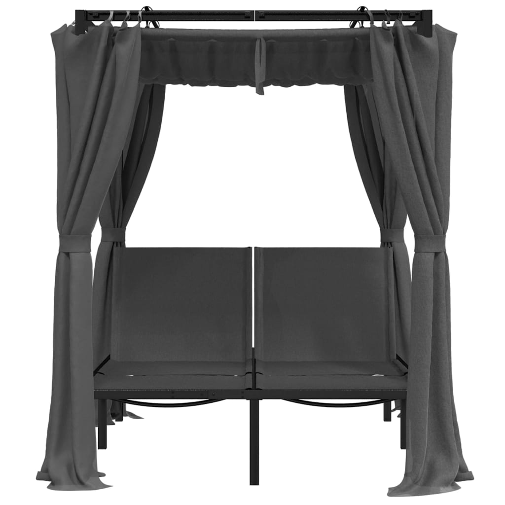 vidaXL Chaise longue double avec rideaux latéraux et supérieurs