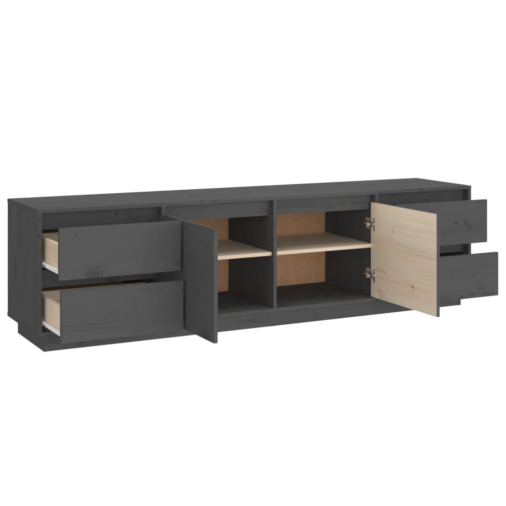 vidaXL Meuble TV Gris 176x37x47,5 cm Bois de pin massif