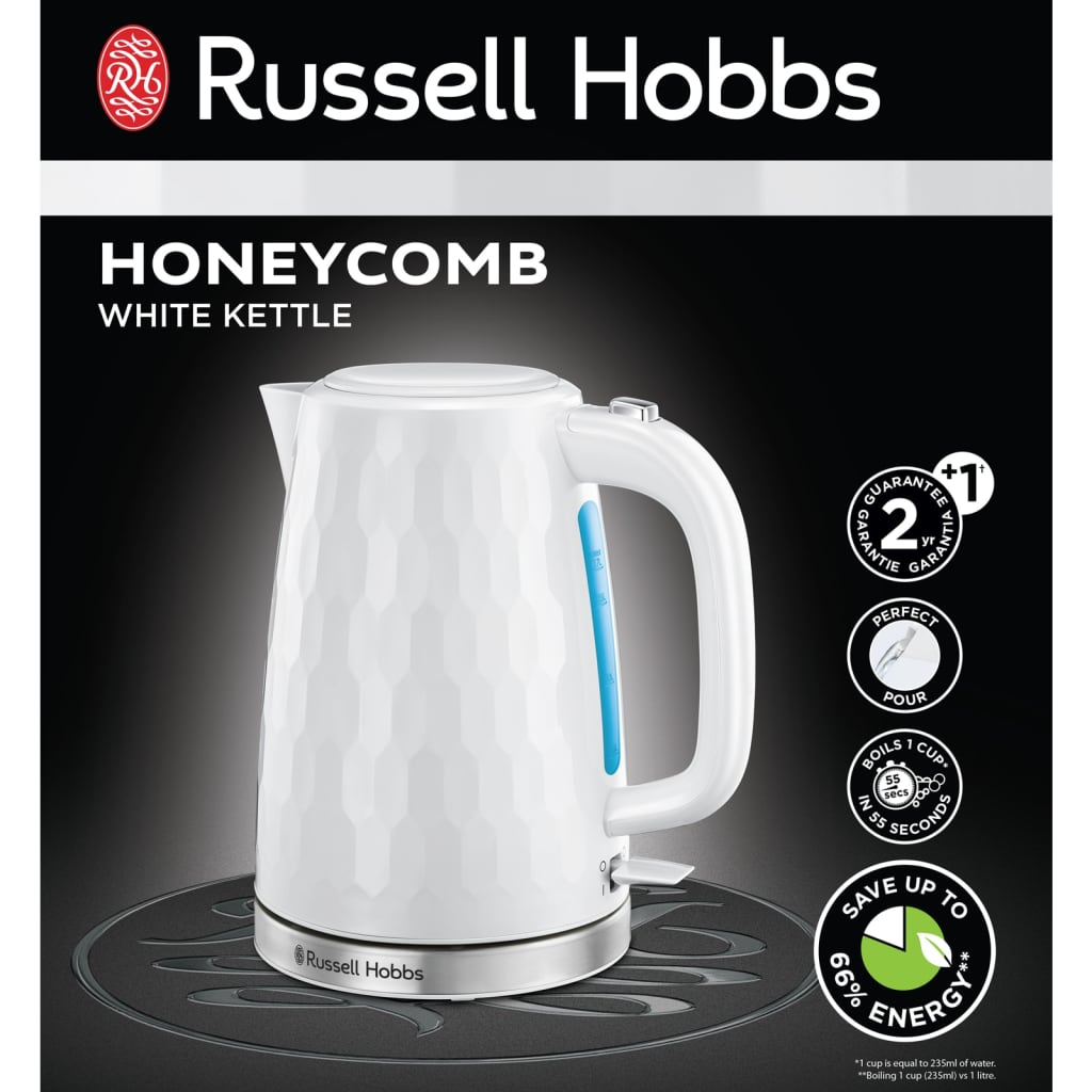 Russell Hobbs Bouilloire électrique Honeycomb Blanc