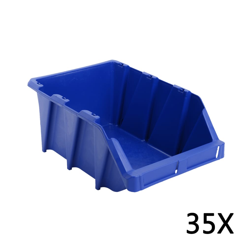 vidaXL Bac de rangement empilable 35 pcs 218x360x156 mm Bleu