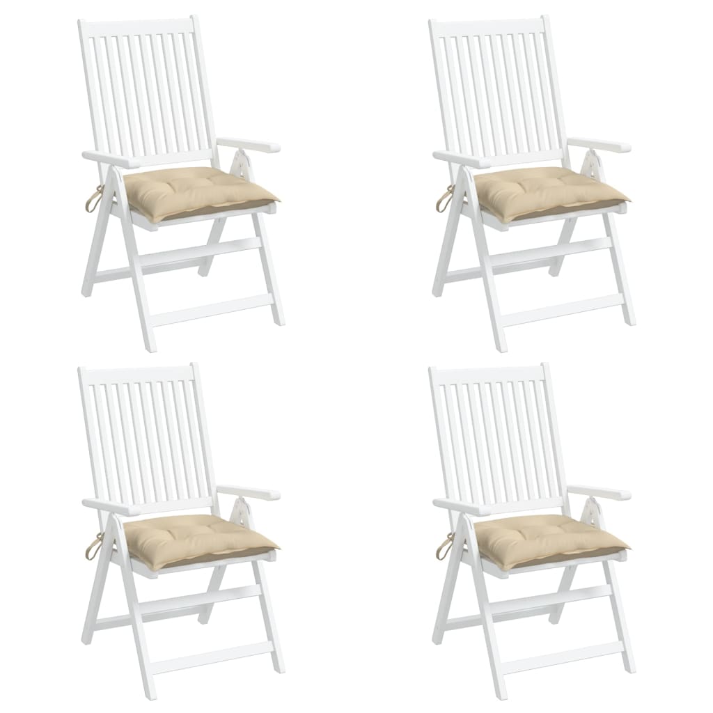 vidaXL Coussins de chaise lot de 4 beige 40x40x7 cm tissu oxford