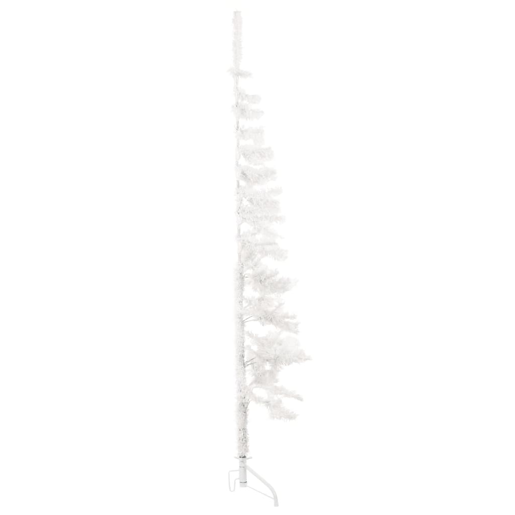 vidaXL Demi sapin de Noël artificiel mince avec support Blanc 120 cm