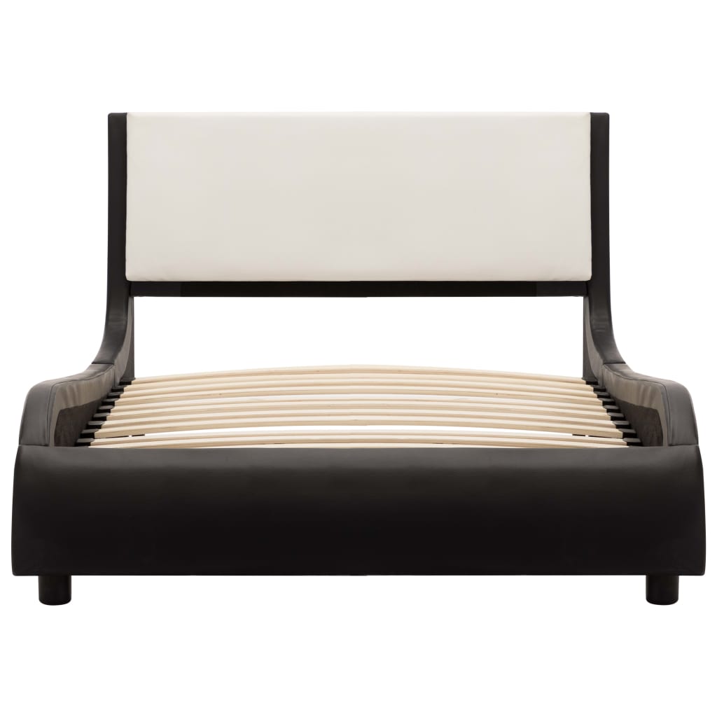 vidaXL Cadre de lit avec LED Noir et blanc Similicuir 90 x 200 cm