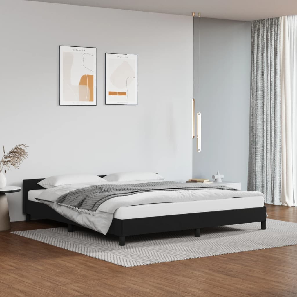 vidaXL Cadre de lit avec tête de lit Noir 160x200 cm Similicuir