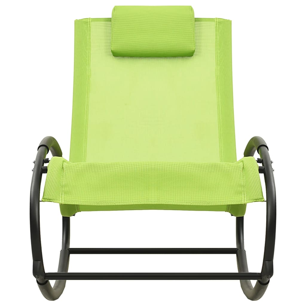 vidaXL Chaise longue avec oreiller acier et textilène vert