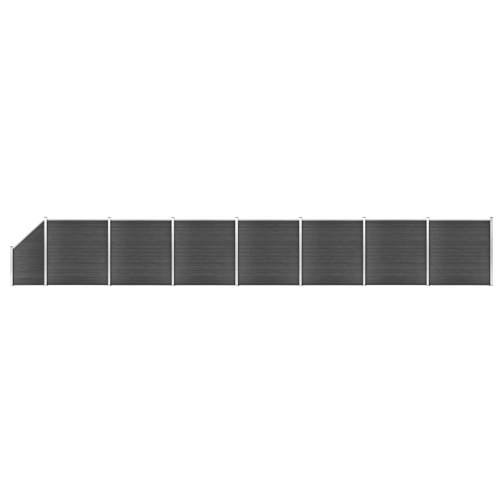 vidaXL Ensemble de panneau de clôture WPC 1311x(105-186) cm Noir