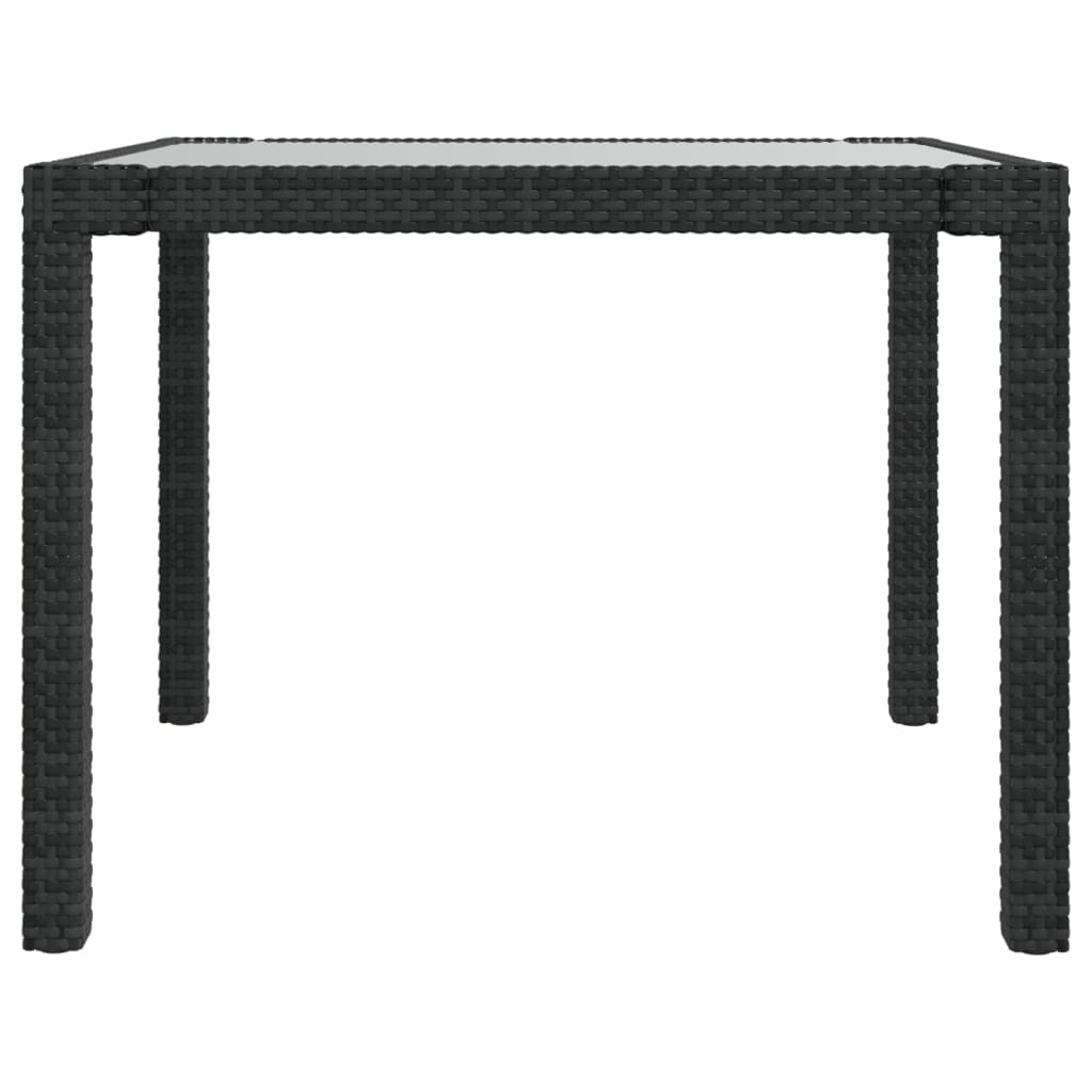 vidaXL Table de jardin 90x90x75 cm Verre trempé et résine tressée Noir