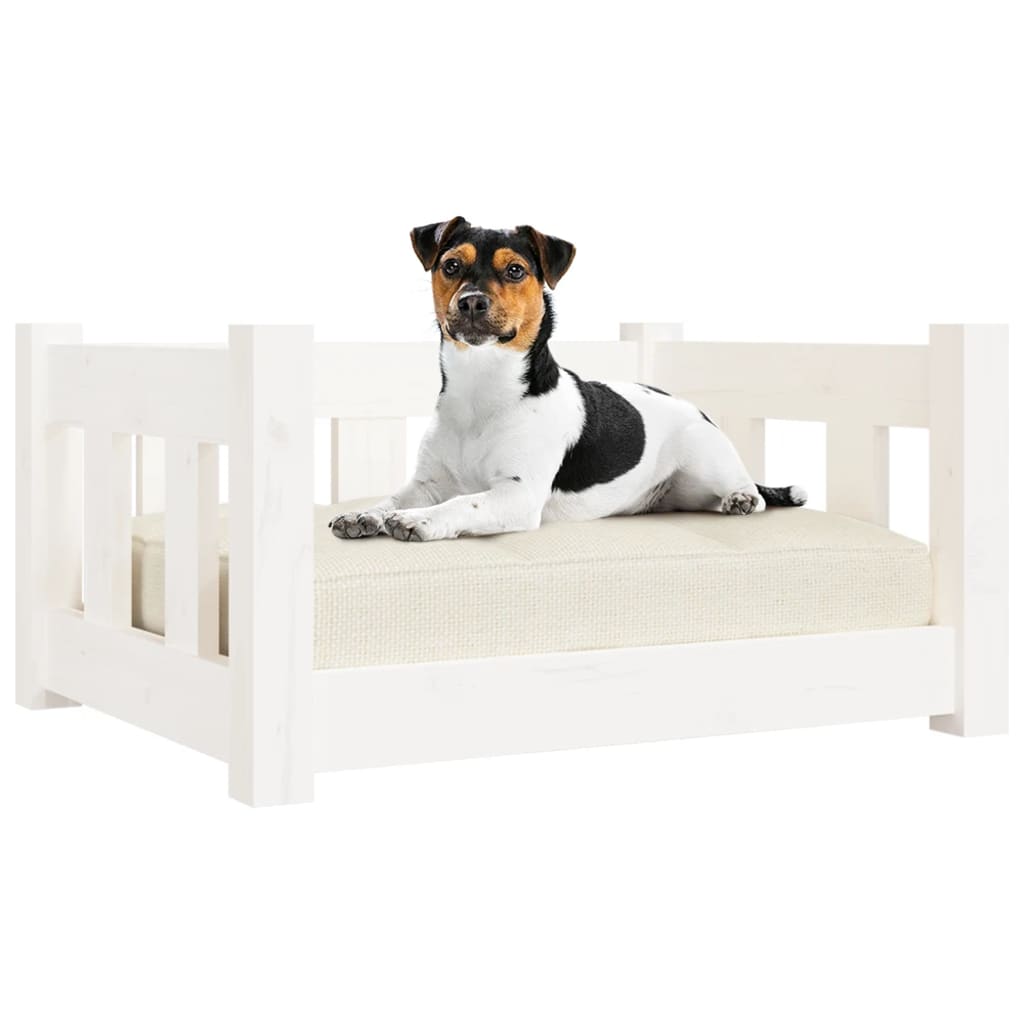 vidaXL Lit pour chien blanc 55,5x45,5x28 cm bois de pin solide